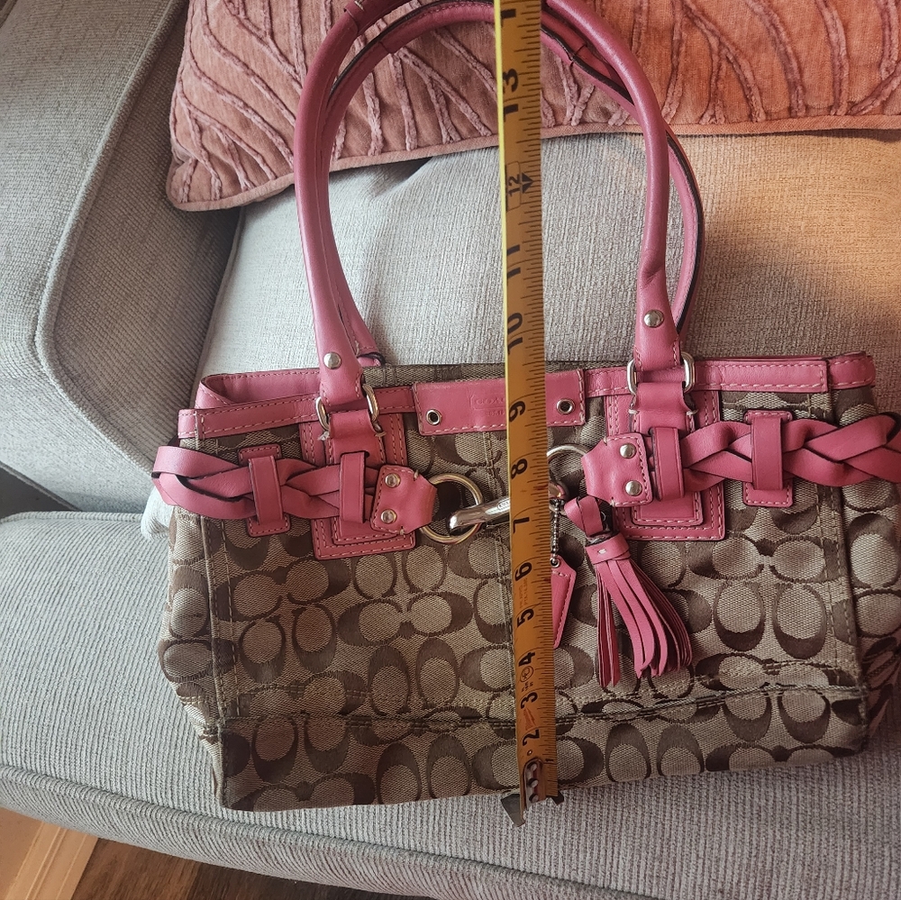 Coach Y2k Vintage  Signature Canvas Tote Bag - Pink and Brown - Picture 4 of 9